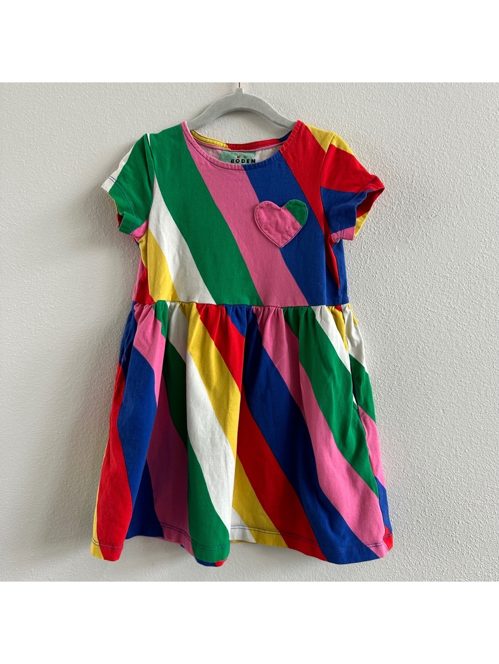 Boden Heart Pocket Fun Jersey Dress Girls Kids Size 5/6